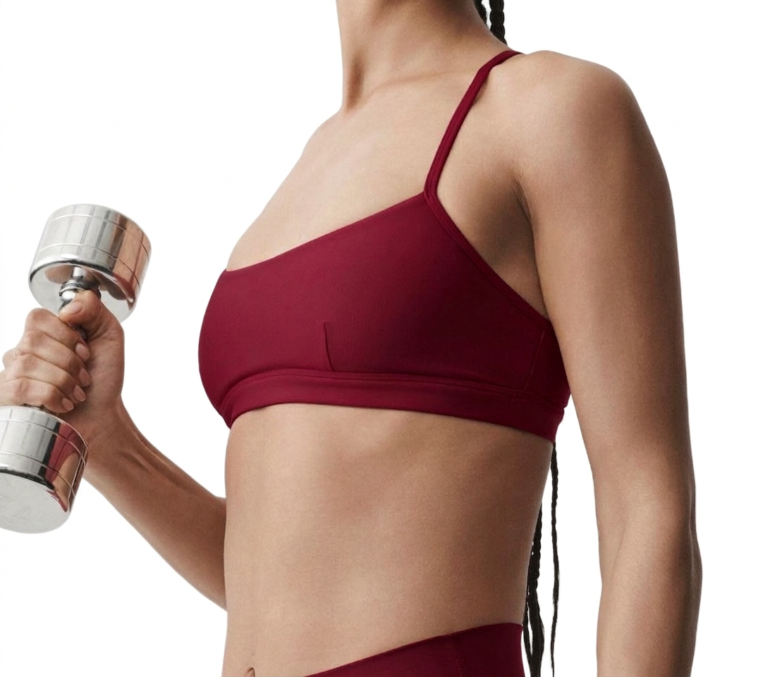 Alo red one-shoulder bra