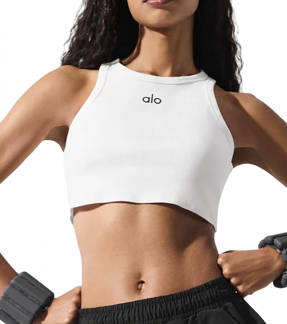 Alo white ribbed tank